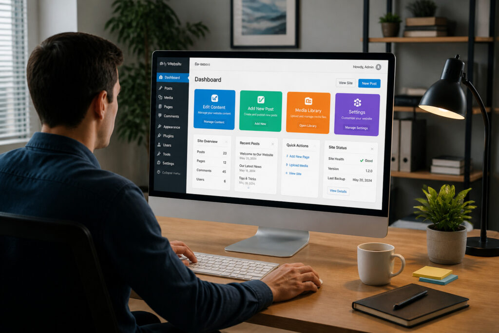 Tableau de bord de gestion de site web intuitif