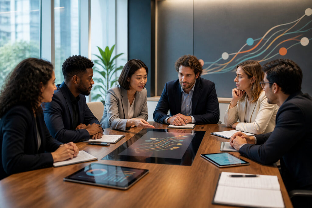 Reunion collaborative et futuriste