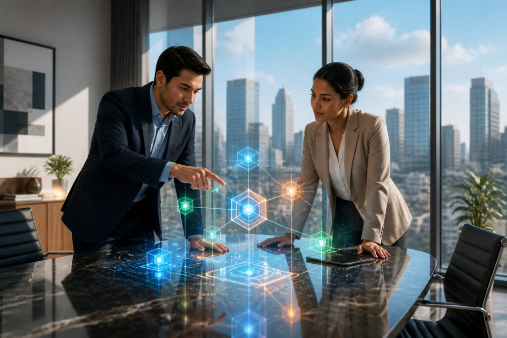 Collaboration futuriste en reunion