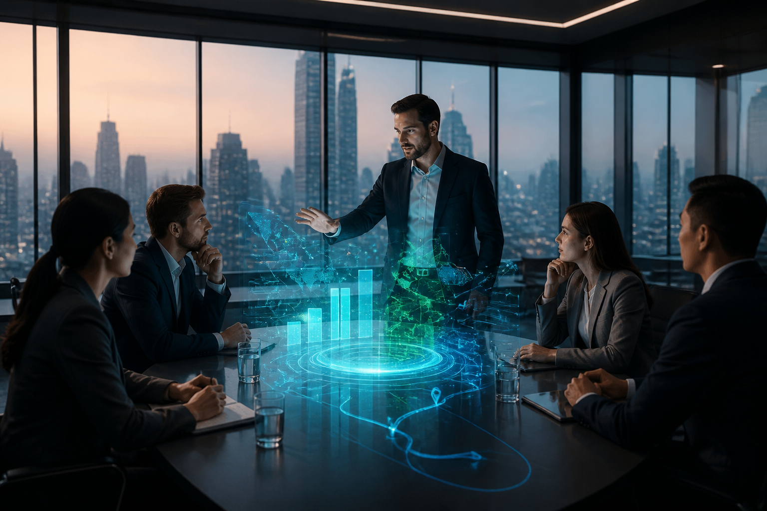 Reunion strategique avec projection holographique